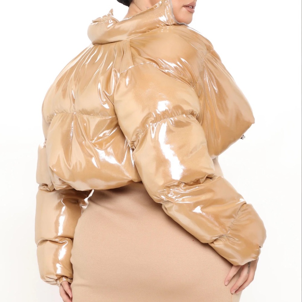 Cause A Scene Cropped Puffer Jacket - Gold - Picture 8 of 8
